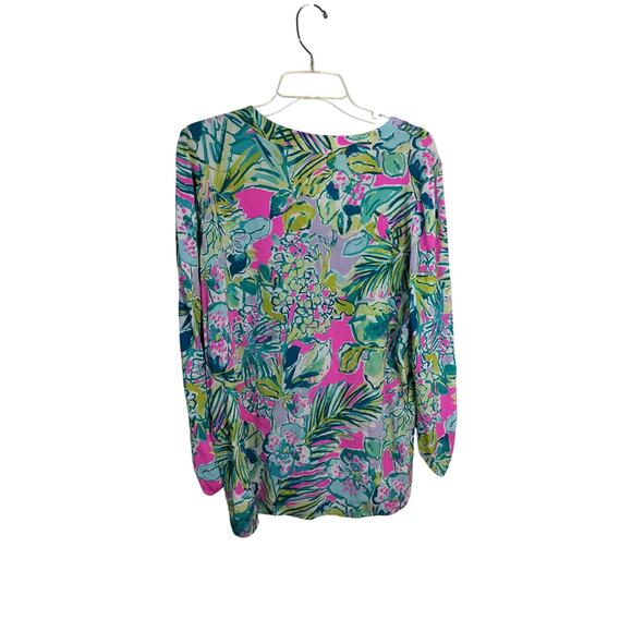 4170) Lily Pullitzer Tropical Harbor Island Rayon Tunic Top Size Medium - Picture 5 of 10